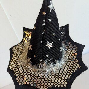 NWT Silver Stars Mini Witch Hat Floral Pick Sequins Ashland Halloween Decoration